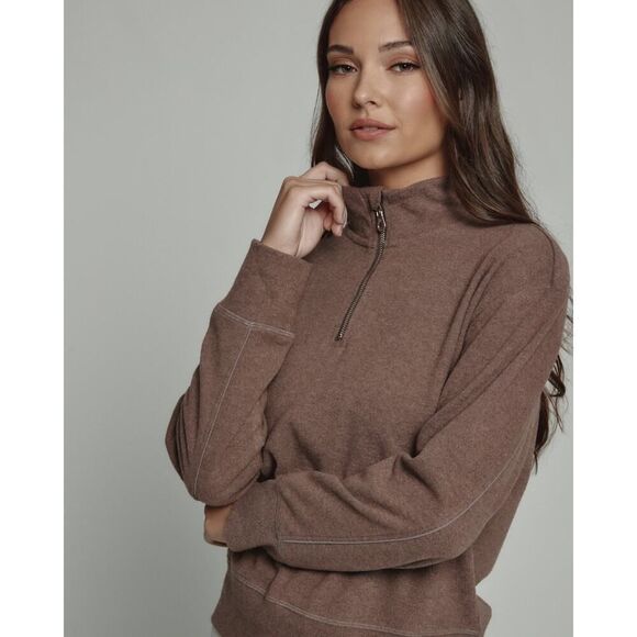 7Diamonds Generation Soft Quarter Zip Pullover in Chocolate Size Large - Picture 2 of 8